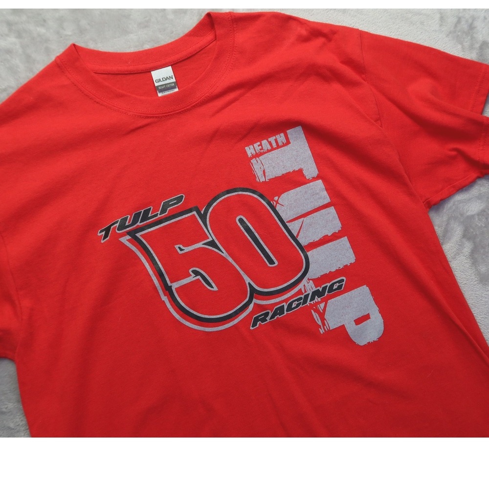 Heath Tulp Racing #50 T-Shirt‎ Men's XL Red Short Sleeve USRA Dirt Track Racing